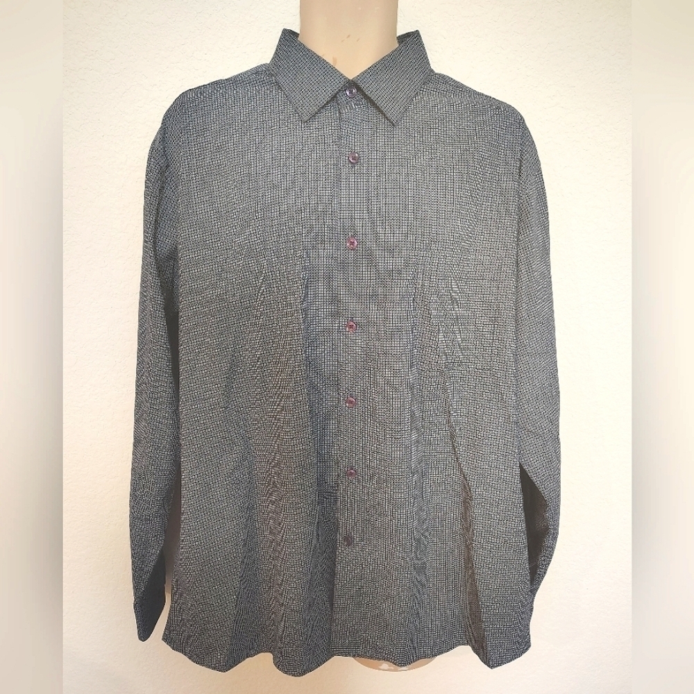Pierre Cardin Men's Blue and White Button Down Shirt 60% Cotton